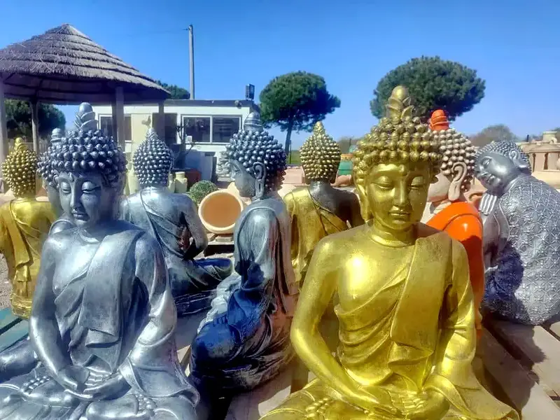 Statue Bouddha or et argent